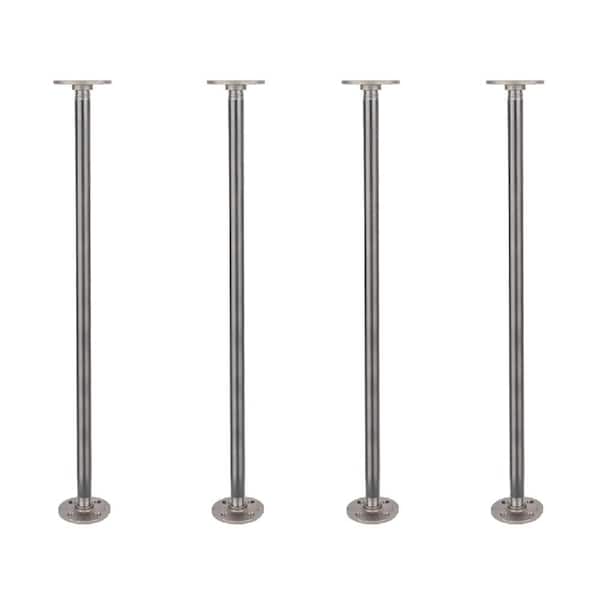 PIPE DECOR 24 in. Malleable Industrial Pipe and Flange DIY Table Legs in Industrial Steel Grey