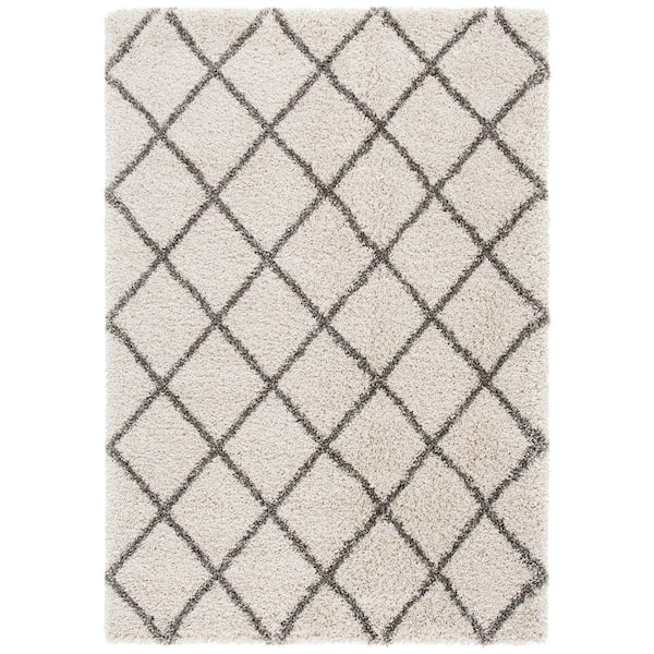 Hudson Shag 8 ft. x 10 ft. Ivory/Gray Diamond Area Rug
