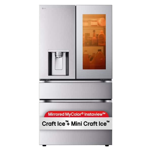 29 cu. ft. Standard Depth MyColor Mirrored InstaView 4-Door French Door Refrigerator in Stainless Steel w/Mini Craft Ice