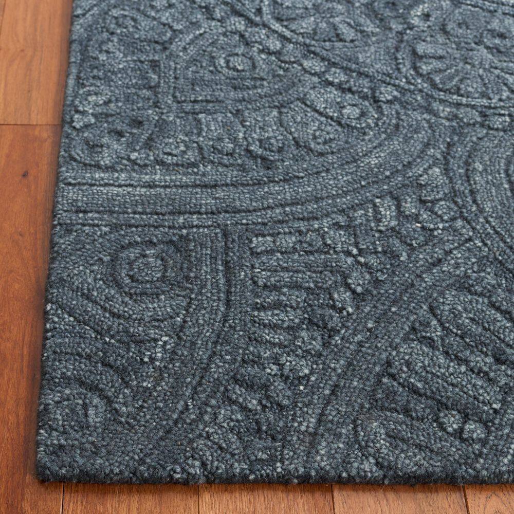 Dark Gray Hand-Tufted Wool Medallion Area Rug 3' x 5'