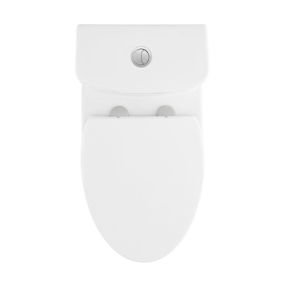 Fulton Glossy White Ceramic One-Piece Elongated Dual-Flush Toilet
