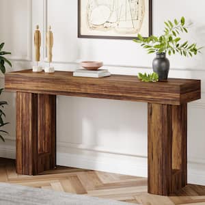 Turrella 63 in. Dark Brown Sofa Table Rectangle Wood Console Table, Entryway Table for Entrance, Hallway, Living Room