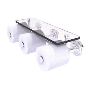 Que New Collection Horizontal Reserve 3 Roll Toilet Paper Holder with Glass Shelf in Polished Chrome