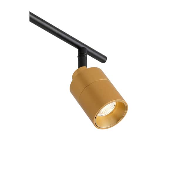 Shura 48 in. 5-Light Black and Brass Integrated LED Flush Mount Ceiling Light with Rotatable Heads, 3000K, 2450 Lumens