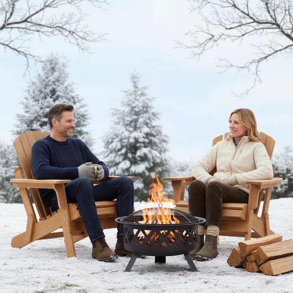 Clihome Light Brown Patio Hemlock Wood Folding Oversized