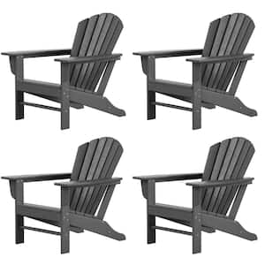 Mason Gray Poly Plastic Outdoor Patio Classic Adirondack Chair, Fire Pit Chair (Set of 4)