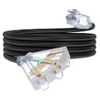 15ft. 12/3 Heavy Duty Waterproof Indoor/Outdoor Extension Cord with Lighted end 15A 12AWG 1875W SJTW ETL Listed in Black