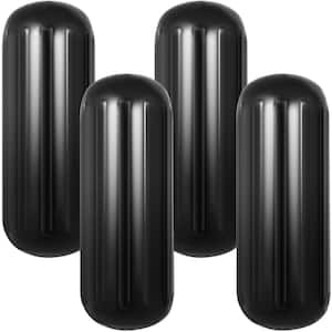4 Ribbed Boat Fenders 10 x 28 in. Boat Fenders Bumper with Center Hole Bumper Protection, Black