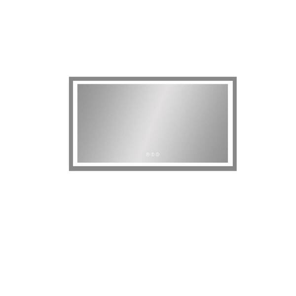 Tenleaf 60 in. W x 36 in. H LED Rectangle Frameless White Mirror for Bathroom