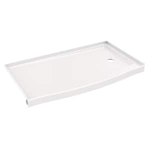 Classic 500 Curve 60 in. L x 32 in. W Alcove Shower Pan Base with Right Drain in High Gloss White