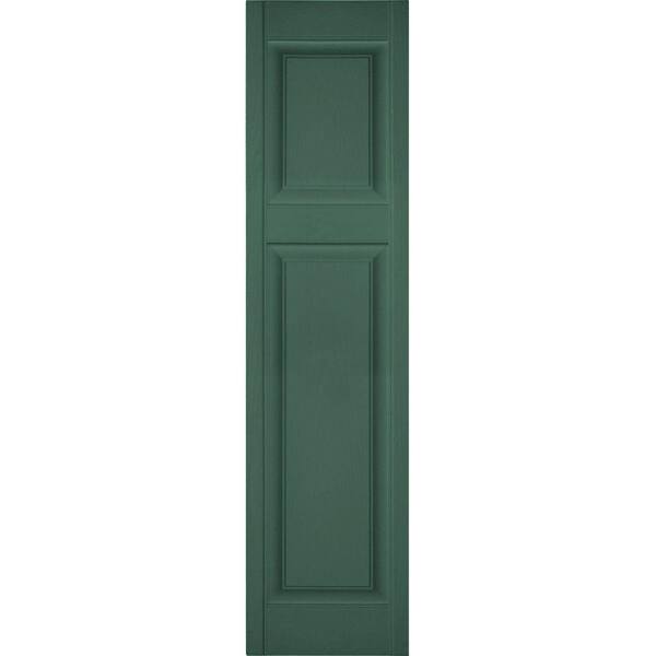 Ekena Millwork 14-1/2 in. x 33 in. Lifetime Vinyl Custom Offset Raised Panel Shutters Pair Forest Green