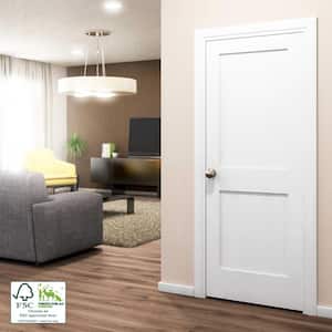 36 in. x 80 in. x 1-3/8 in. Shaker White Primed 2-Panel Solid Core Wood Interior Slab Door