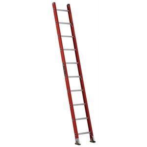 10 ft. Fiberglass Single Ladder with 300 lbs. Load Capacity Type IA Duty Rating