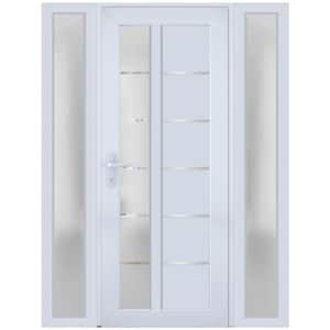 8088 54 in. W. x 80 in. Right-hand/Inswing Frosted Glass White Silk Metal-Plastic Steel Prehung Front Door with Hardware