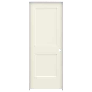 30 in. x 80 in. Monroe Vanilla Painted Left-Hand Smooth Solid Core Molded Composite MDF Single Prehung Interior Door