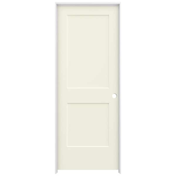 JELD-WEN 30 in. x 80 in. Monroe Vanilla Painted Left-Hand Smooth Solid Core Molded Composite MDF Single Prehung Interior Door