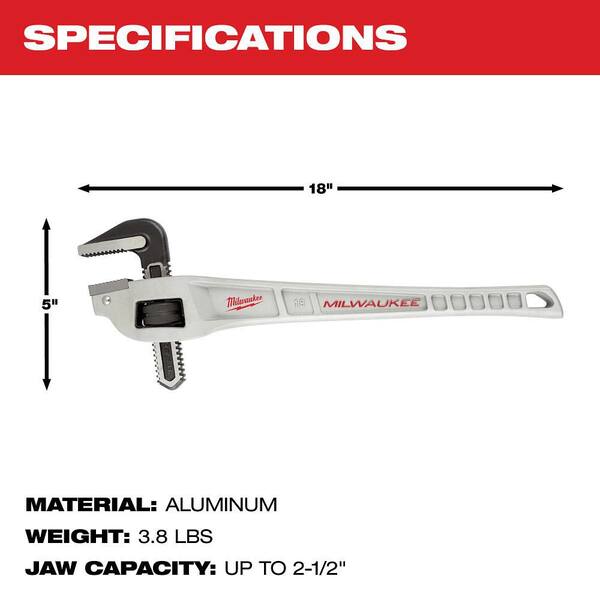 thumbnail image 2 of Milwaukee 18-inch Aluminum Offset Pipe Wrench (48-22-7185) – 2.5 2 of 3