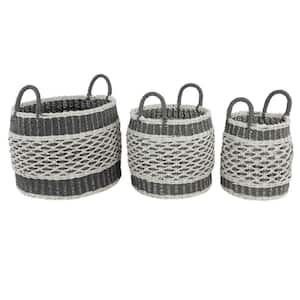 Grey Plastic Eclectic Storage Basket 19 in., 17 in., and 16 in. (Set of 3)