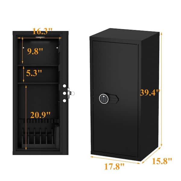 FUFU&GAGA Black 39.4 in. Heavy-Duty Steel Accent Storage Cabinets