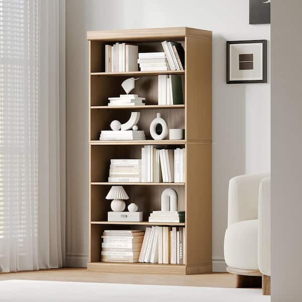 ナチュラルwood bookシェルフ　大容量 Dovelina 67 in. Tall Natural Wood 6-Shelf Standard Bookcase with