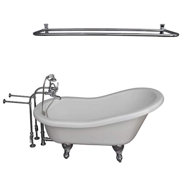 Barclay Products 5 ft. Acrylic Ball and Claw Feet Slipper Tub in White with Polished Chrome Accessories