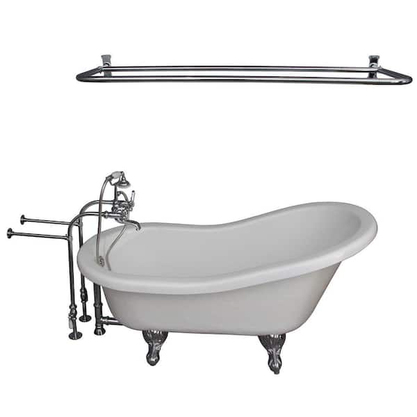 Barclay Products 5.6 ft. Acrylic Ball and Claw Feet Slipper Tub in White with Polished Chrome Feet