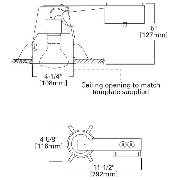 E26 4 in. Steel Recessed Lighting Housing for Remodel Ceiling, Non-IC, Air-Tite, Adjustable Socket Bracket