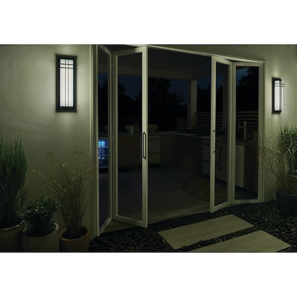 Manhattan 1-Light Textured Black Outdoor Hardwired Wall Lantern Sconce with Integrated LED (1-Pack)