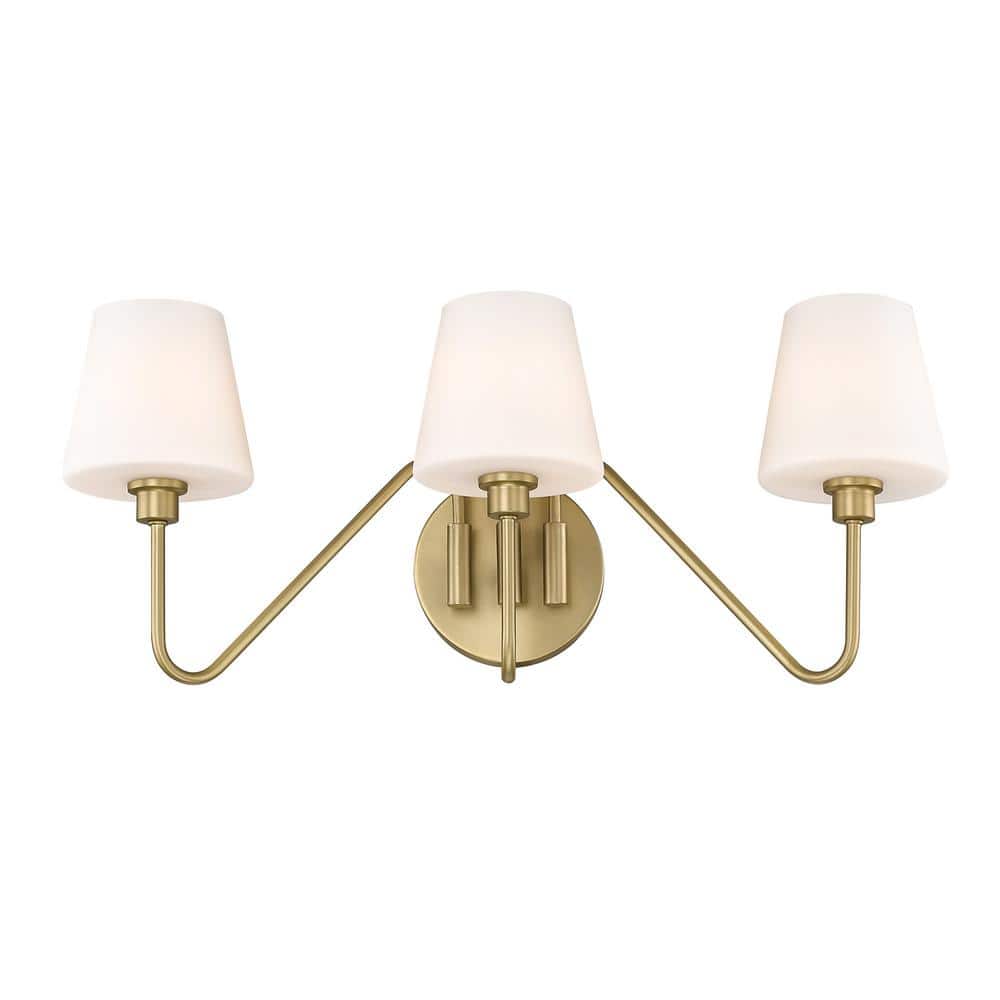 Kennedy Brushed Bronze 3-Light Vanity with Opal Glass Shades