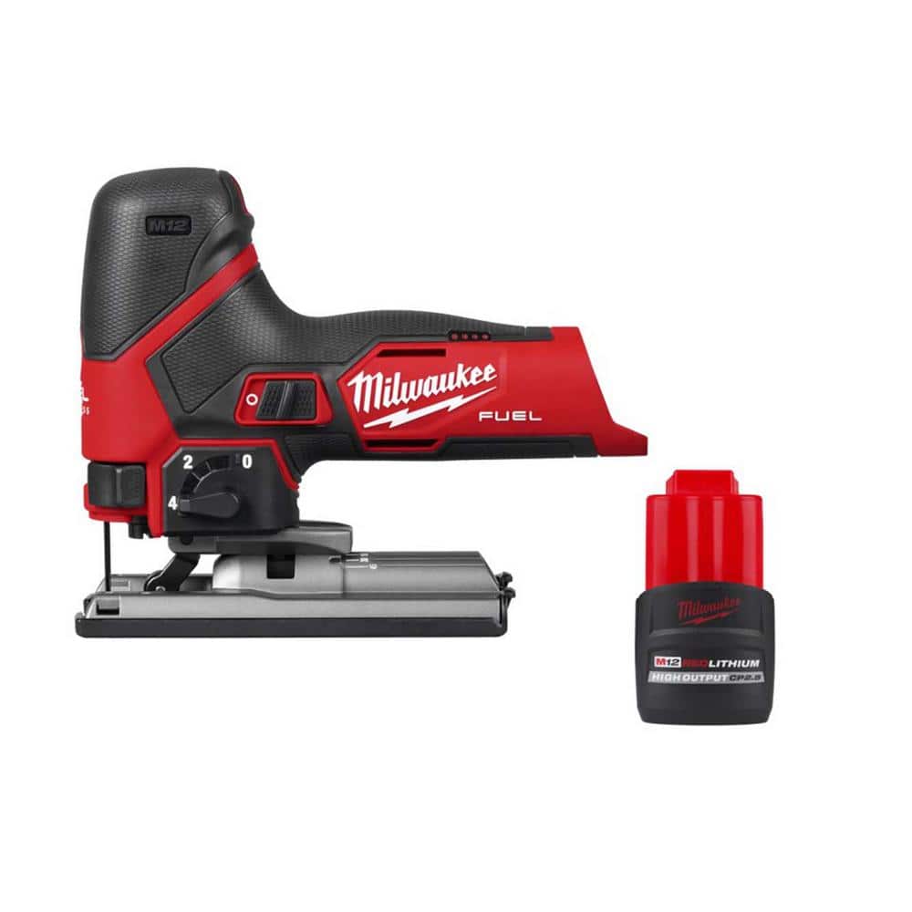 Milwaukee M12 FUEL 12-Volt Lithium-Ion Cordless Jig Saw with M12 REDLITHIUM  HIGH OUTPUT CP2.5 Battery Pack 2545-20-48-11-2425 - The Home Depot
