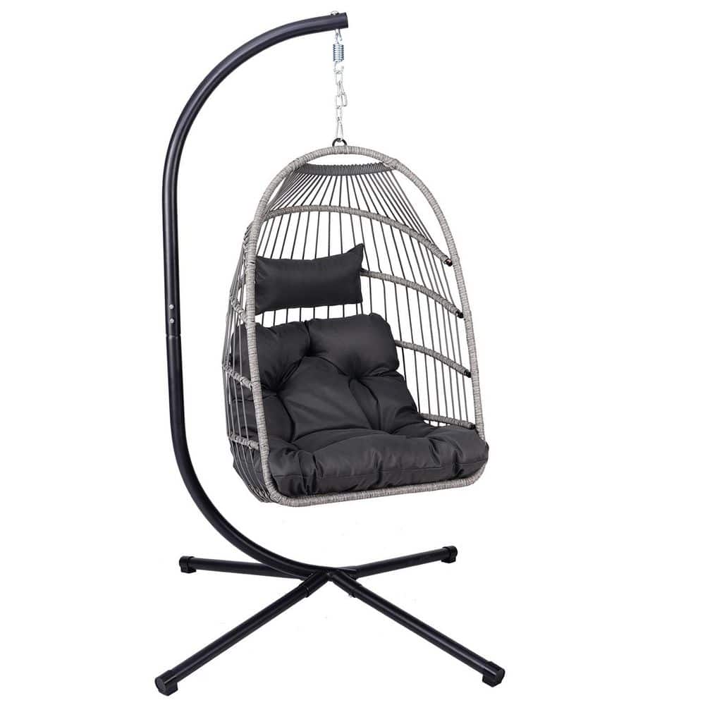 Outdoor Egg Hanging Chair with Stand, Wicker Swing Chair for Indoor/Outdoor Patio Use price history on PriceWatchPro