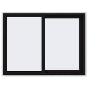 48 in. x 36 in. V-4500 Series Black FiniShield Vinyl Right-Handed Sliding Window with Fiberglass Mesh Screen
