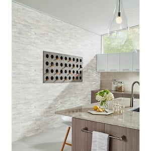Arctic White Mini Ledger Panel 4.5 in. x 16 in. Textured Marble Wall Tile (5 sq. ft./Case)
