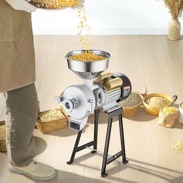 Electric Grain Mill Grinder, 3000-Watt Spice Grinders, Commercial Corn Mill with Funnel, Thickness Adjustable Machine