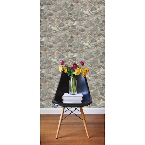 Weathered Stone Vinyl Peel & Stick Wallpaper Roll (Covers 28.18 Sq. Ft.)