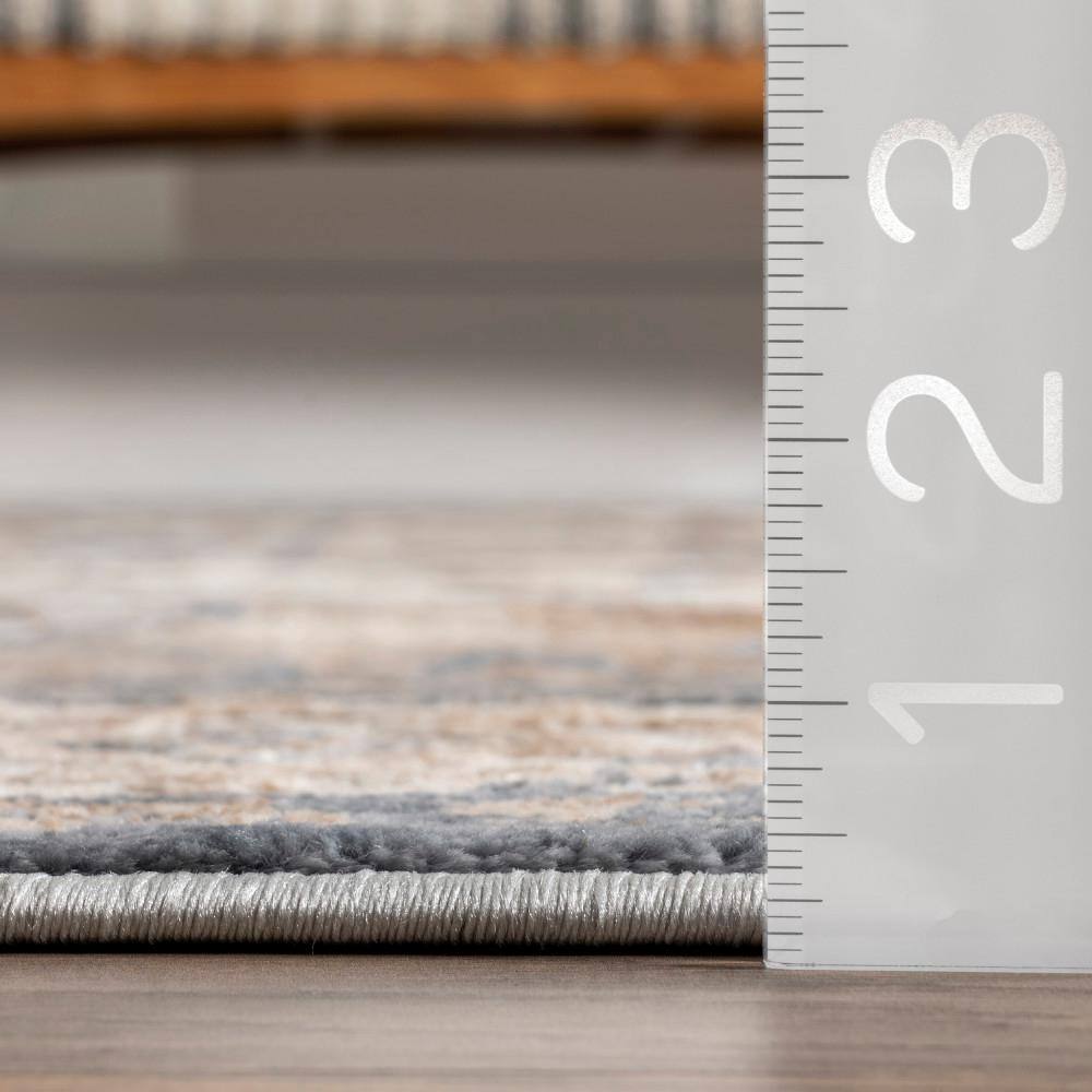 Vintage Medallion Beige and Blue Synthetic Area Rug