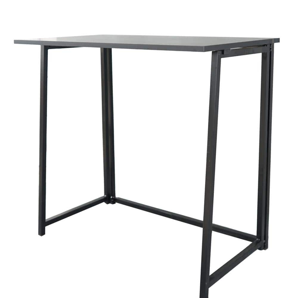Black Wood Foldable Rectangular Computer Desk