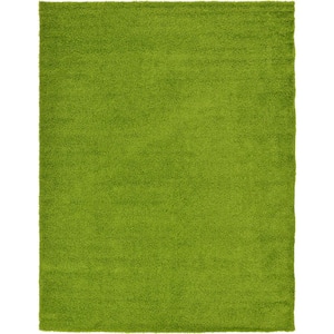 Solid Shag Grass Green 10 ft. x 13 ft. Area Rug