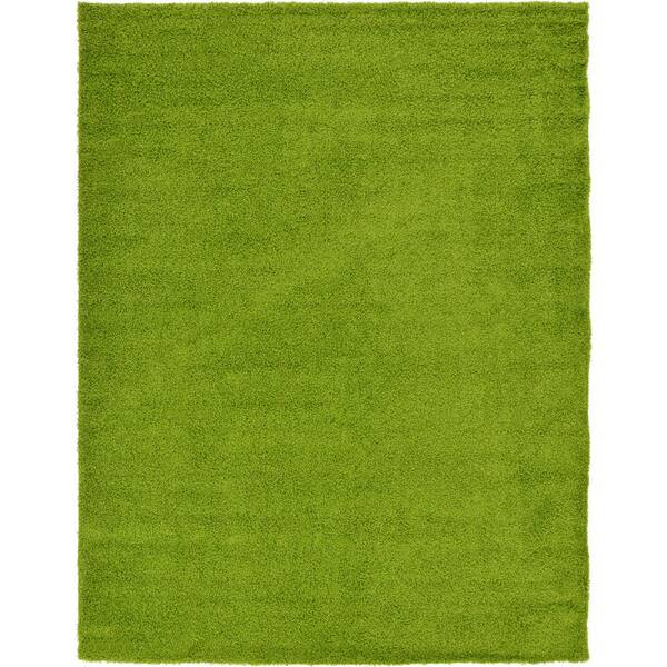 Unique Loom Solid Shag Grass Green 10 ft. x 13 ft. Area Rug
