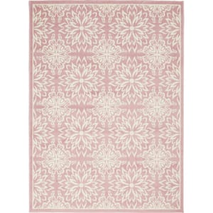 Pink 5 ft. x 7 ft. Floral Power Loom Area Rug