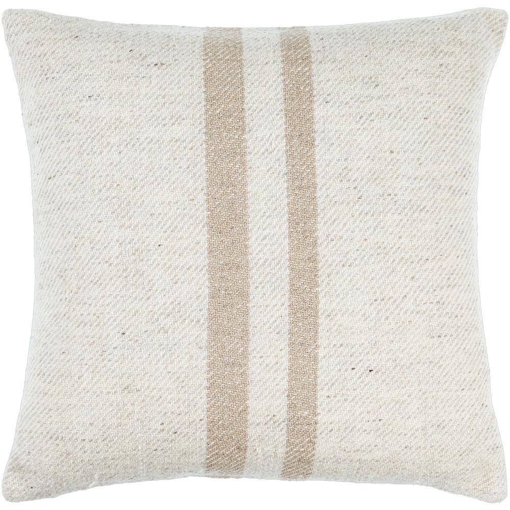 Brett 20" Cream and Light Brown Wool Blend Accent Pillow Set