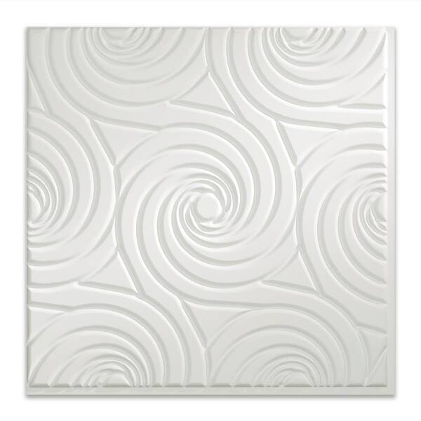 Fasade Typhoon 2 ft. x 2 ft. Glue Up PVC Ceiling Tile in Gloss White