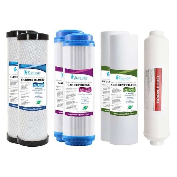 ANCHOR WATER FILTERS 1-Year Replacement Water Filter Cartridge Set for 5-Stage RO System without TFC Membrane