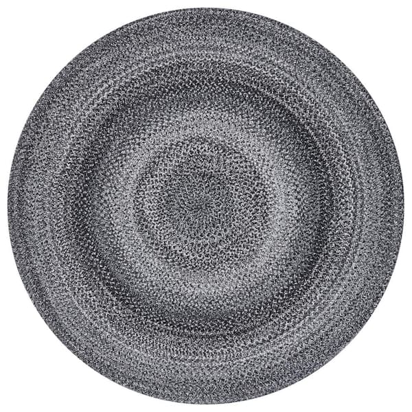 SAFAVIEH Braided Black Ivory 5 ft. x 5 ft. Abstract Round Area Rug