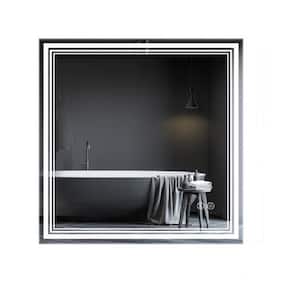36 in. W x 36 in. H Large Square Frameless Anti-Fog Wall Mounted Bathroom Vanity Mirror in Silver