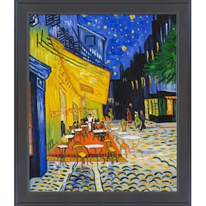 Cafe Terrace at Night by Vincent Van Gogh Gallery Black Framed Architecture Oil Painting Art Print 24 in. x 28 in.