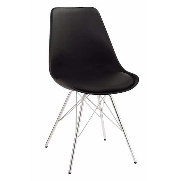 Benjara Black Contemporary Fabric, Modern Chrome Leg Dining Chairs