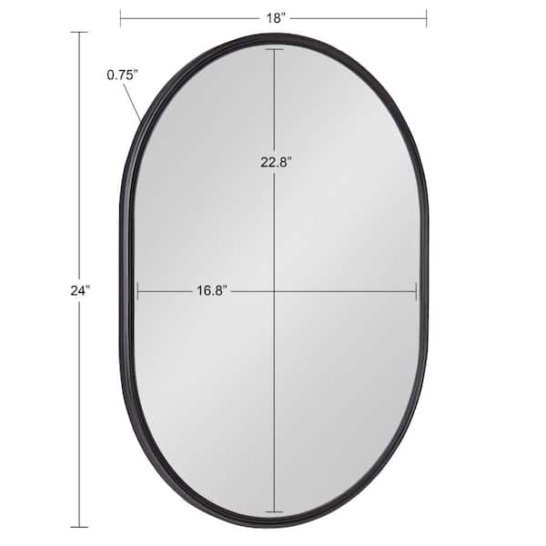 Medium Oval Black Modern Mirror (24 in. H x 18 in. W)