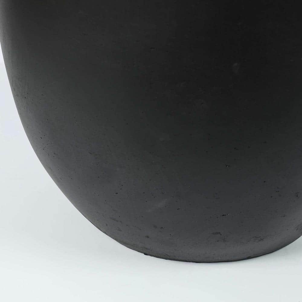 Medium Black Magnesium Oxide Round Outdoor Planter