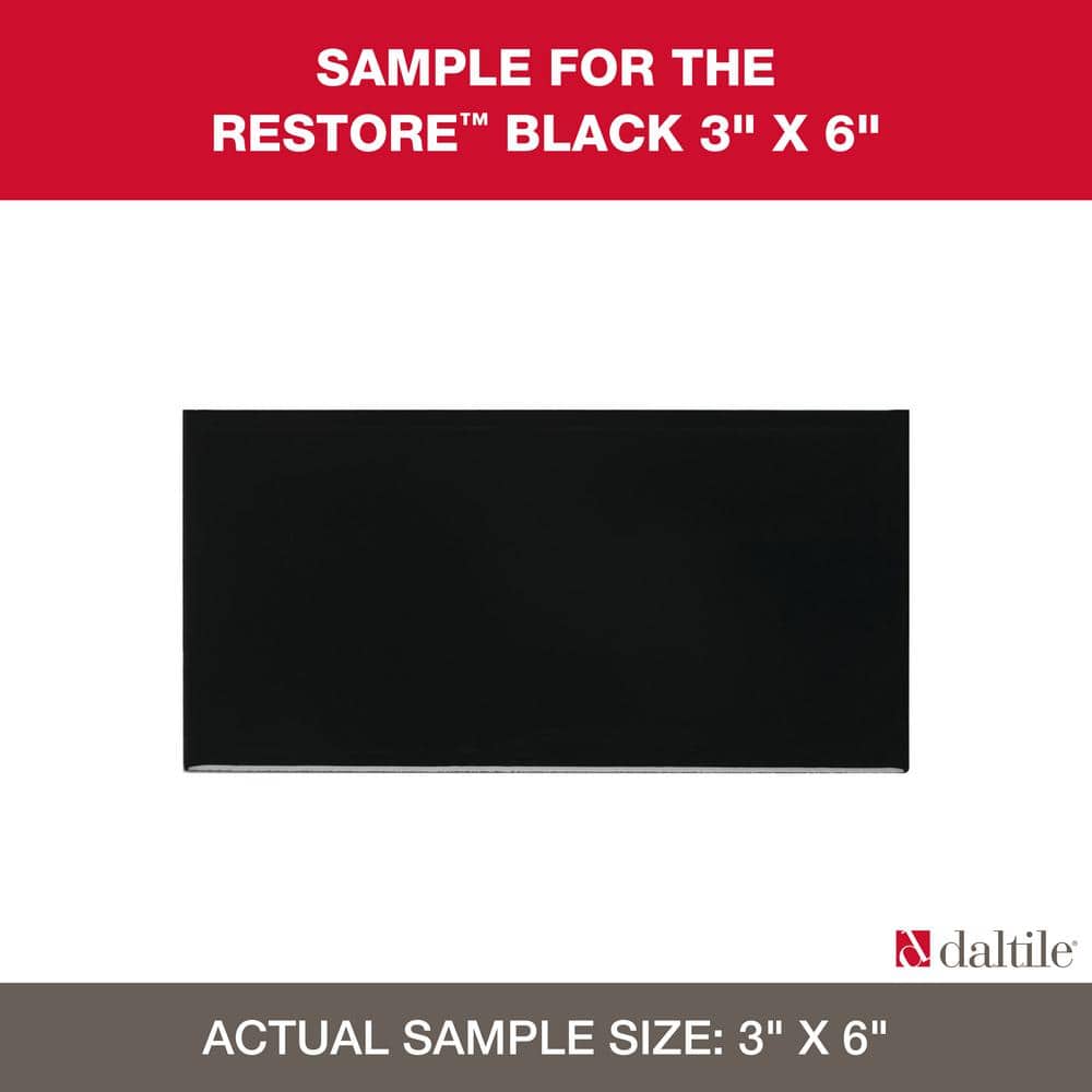 Daltile Restore Black 3 in. x 6 in. Glazed Ceramic Sample Tile